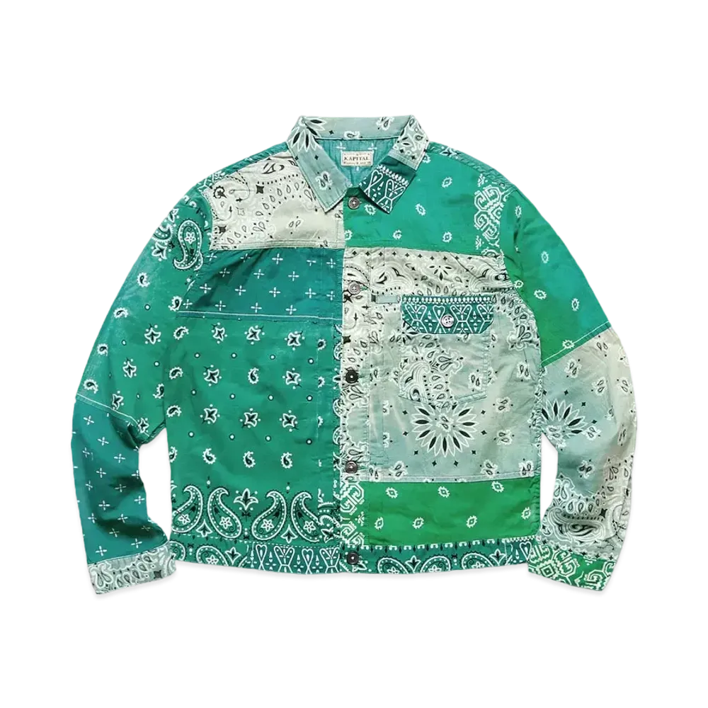 KAPITAL GAUZE BANDANA PATCHWORK 1ST JACKET "Green"