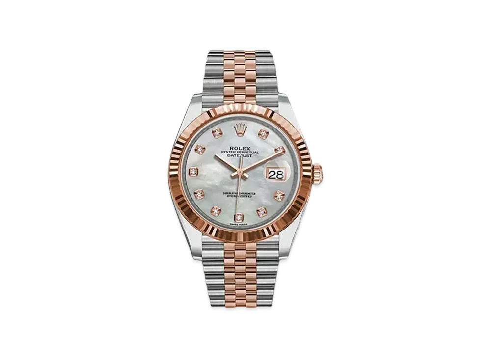 ROLEX Date-Just 41 White Shell Dial 10P Diamonds 126331NG