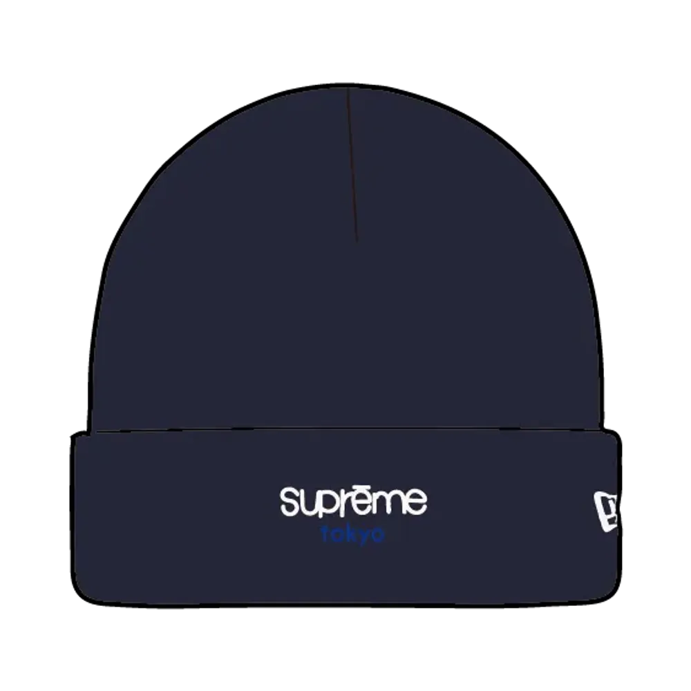 Supreme x New Era Classic Logo Shop Beanie (tokyo) "Navy"