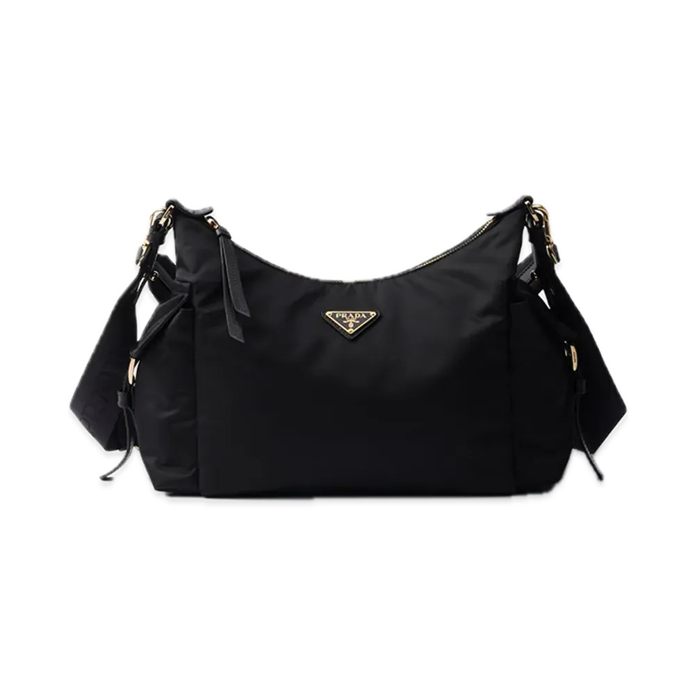 PRADA Explorer Large Re-Nylon x Leather Bag "Black"