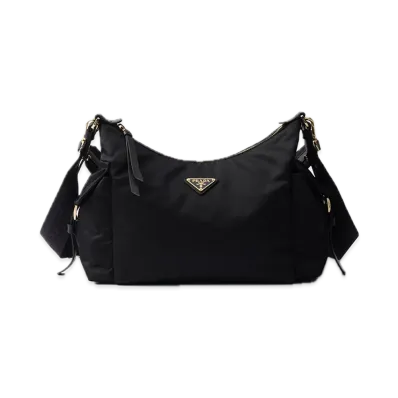 PRADA Explorer Large Re-Nylon x Leather Bag "Black"