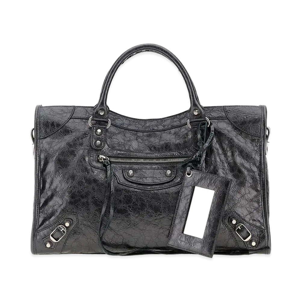 BALENCIAGA Women's Leather Medium Le City Handbag "Gray/Dark Grey"