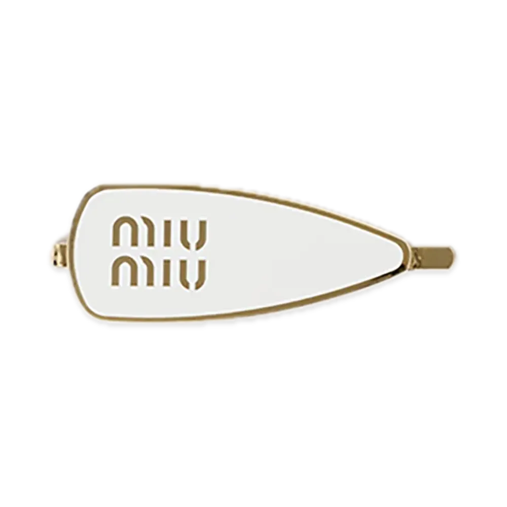 MIU MIU Enamel Metal Hair Clip "White"