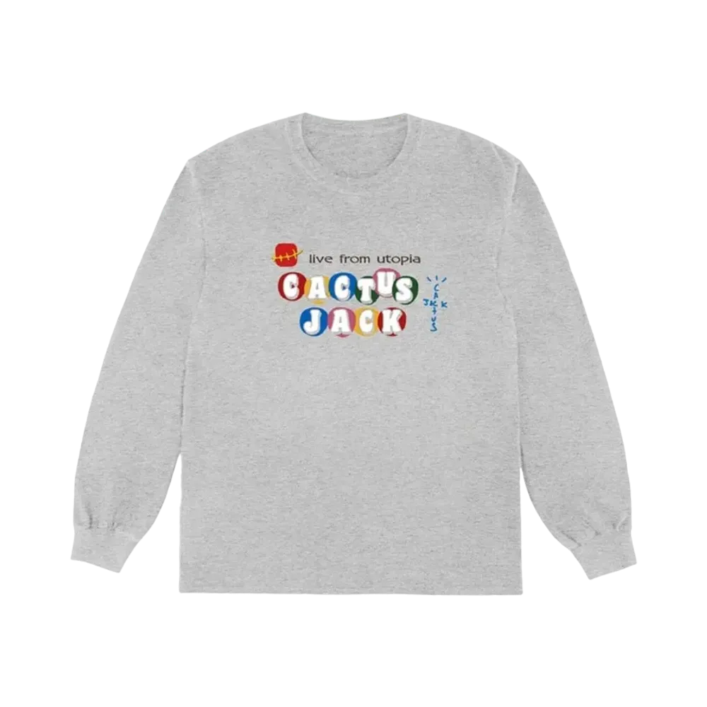 Travis Scott Cactus Jack x McDonald's Cj Live From Utopia L S T-Shirt "Grey"