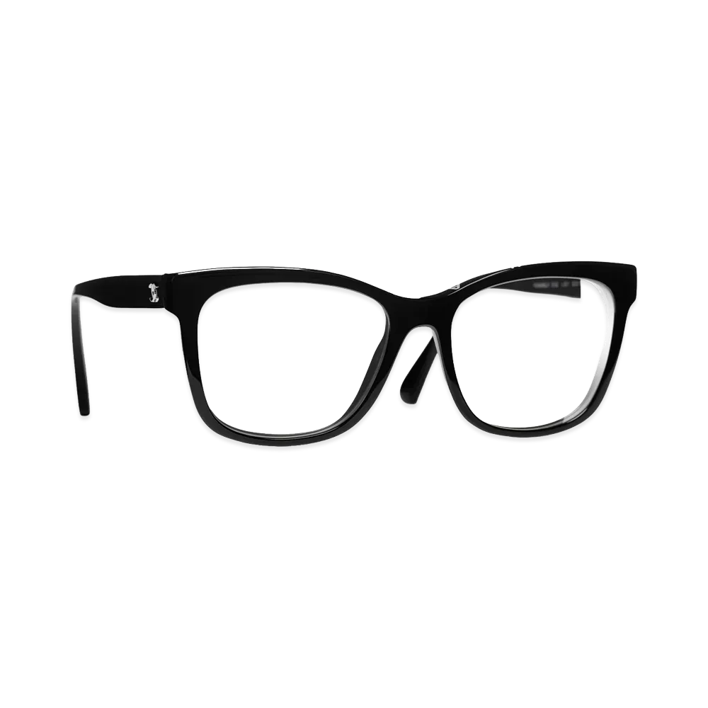 CHANEL Women's Square Shape Eyeglasses "Black"