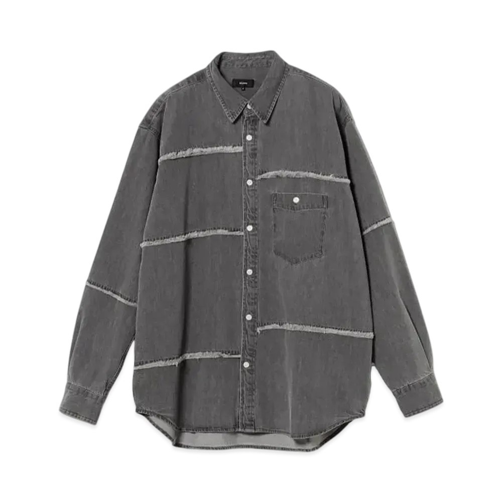 BEAMS Cut-Off Denim Work Shirt "Black"