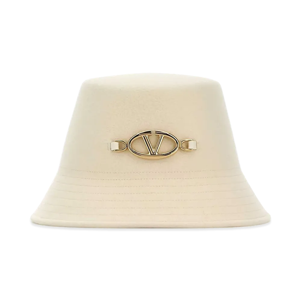 Valentino Women's Felt Bucket Hat "Ivory/White"