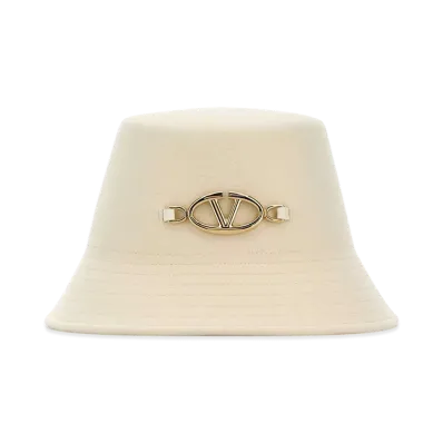 Valentino Women's Felt Bucket Hat "Ivory/White"