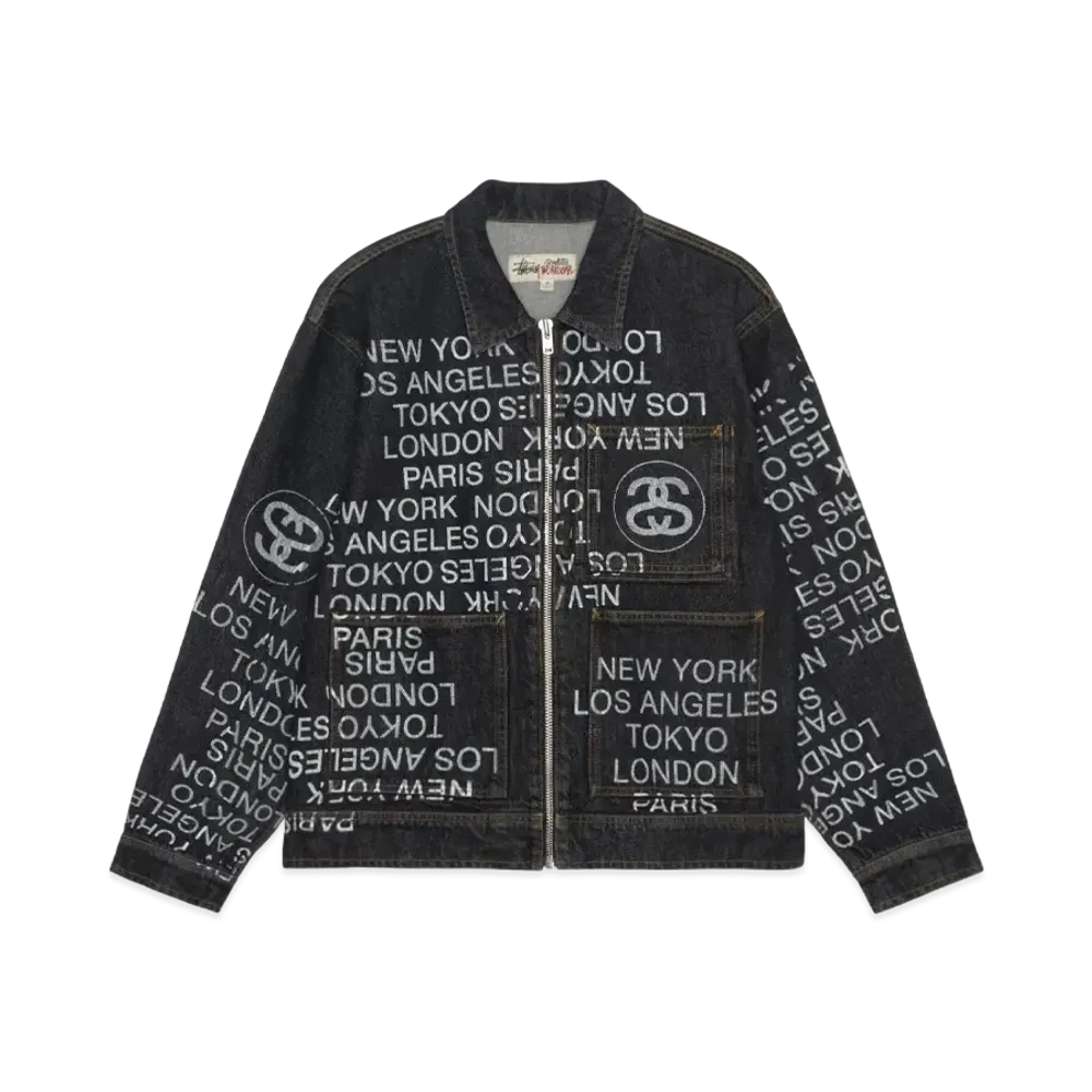 Stussy Zip Work Jacket City Link Denim "Washed Black"