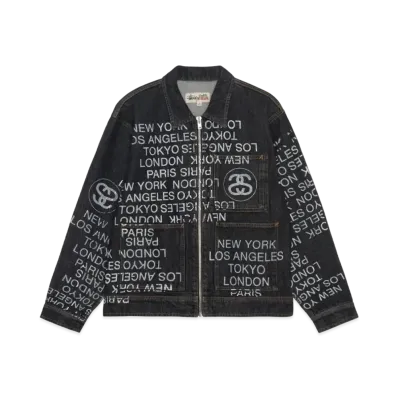 Stussy Zip Work Jacket City Link Denim "Washed Black"
