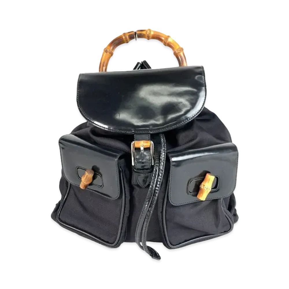 GUCCI Backpack Bamboo Patent "Black"