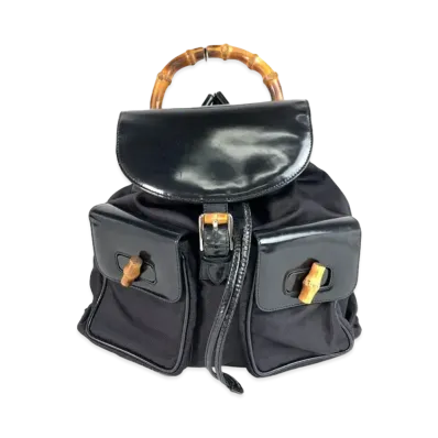 GUCCI Backpack Bamboo Patent "Black"