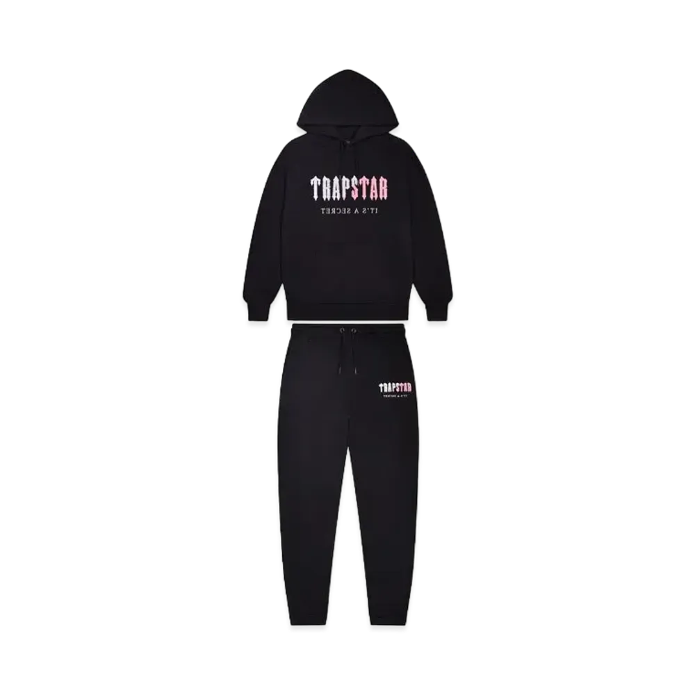 TRAPSTAR Decoded Chenille Hooded Tracksuit "Black/Pink"