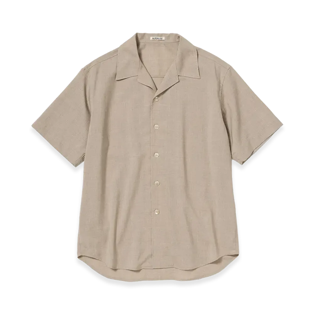 AURALEE Summer Twist Cashmere Pora Half-Sleeved Shirt "Top Brown Beige"