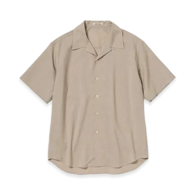 AURALEE Summer Twist Cashmere Pora Half-Sleeved Shirt "Top Brown Beige"