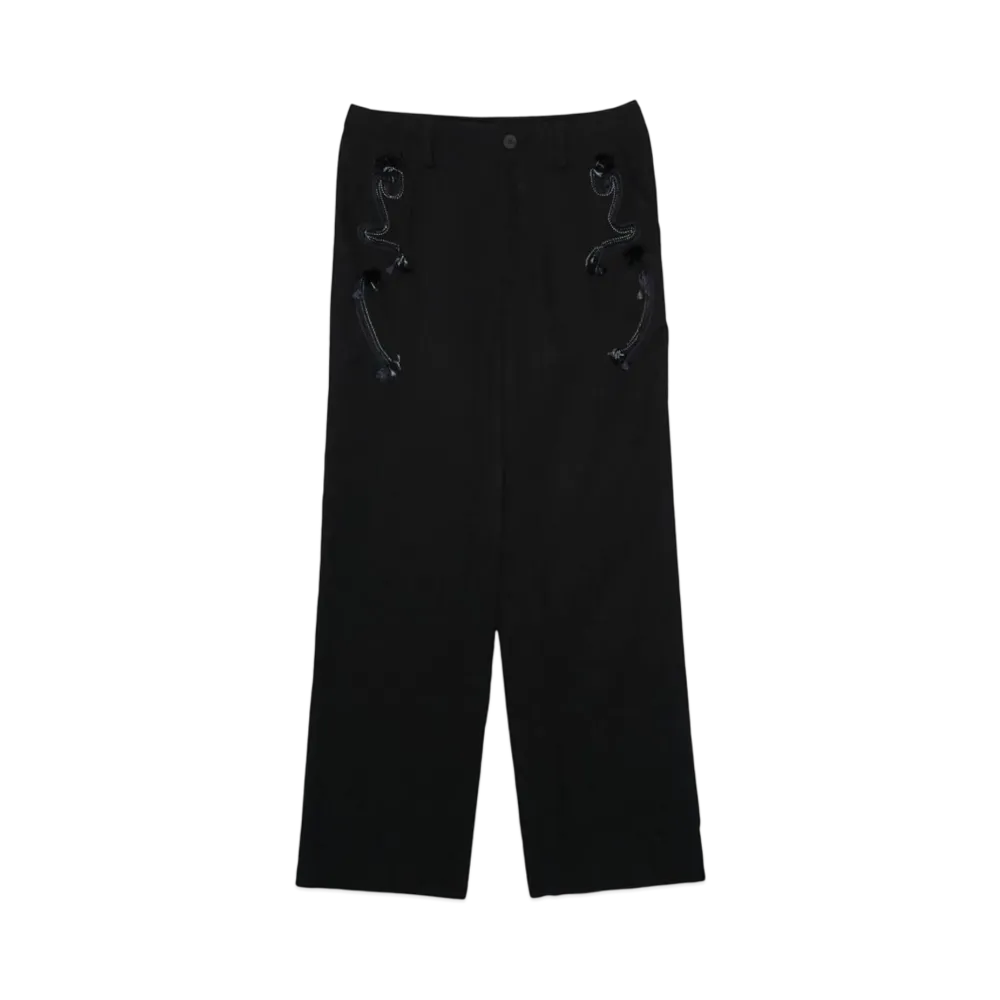 TOGA VIRILIS Acetate twill pants "BLACK"