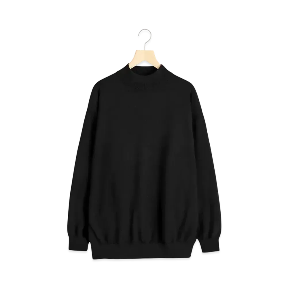COMOLI Wool Mock Neck Knit "Black"