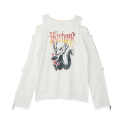 HYSTERIC GLAMOUR HG Metal Skunk Pullover "White"