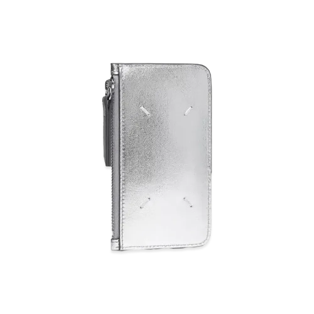 Maison Margiela Metallized Leather Four Stitches Card Holder "Silver"