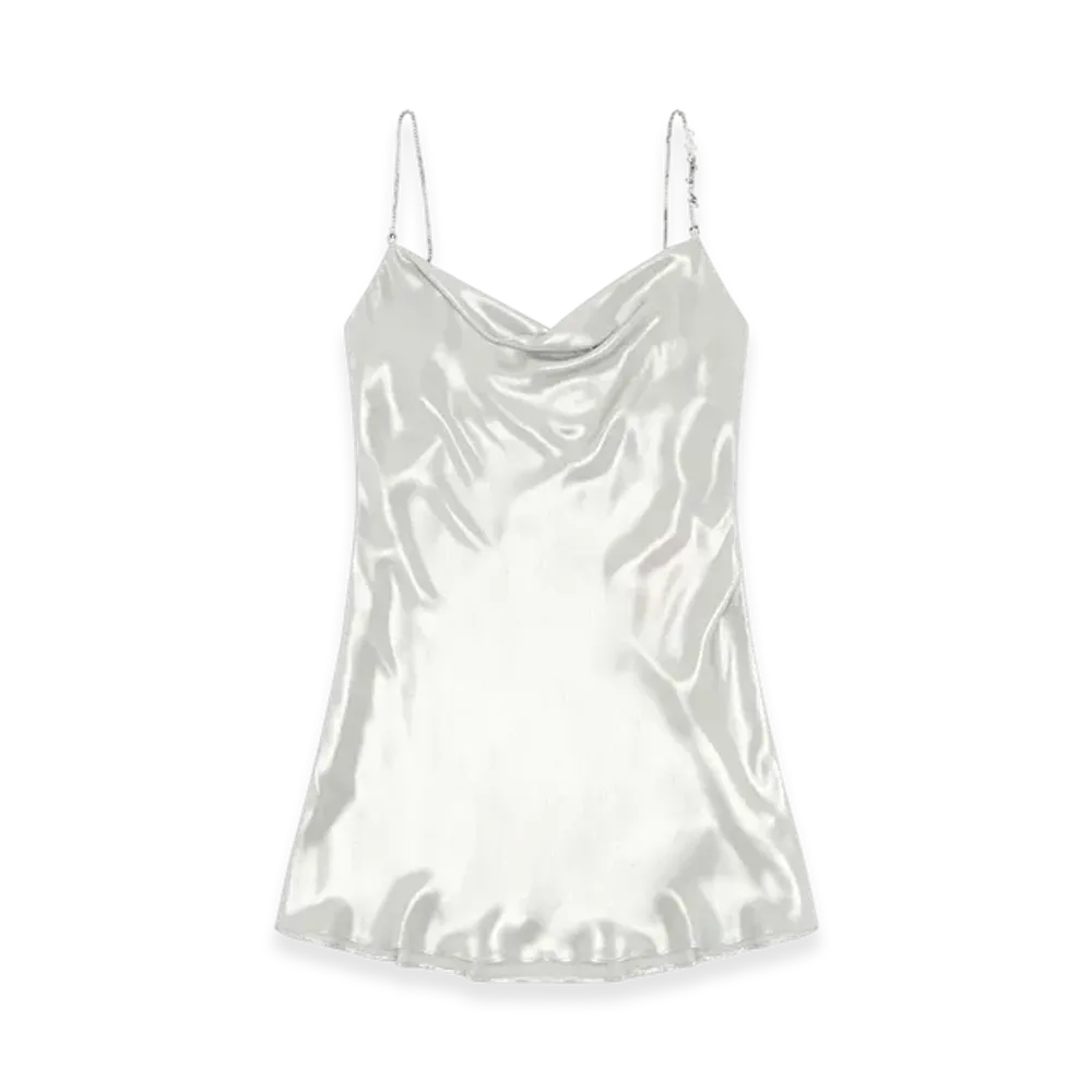 Diesel D-Minty Short Metallic Dress With Cowl Neck "Silver"