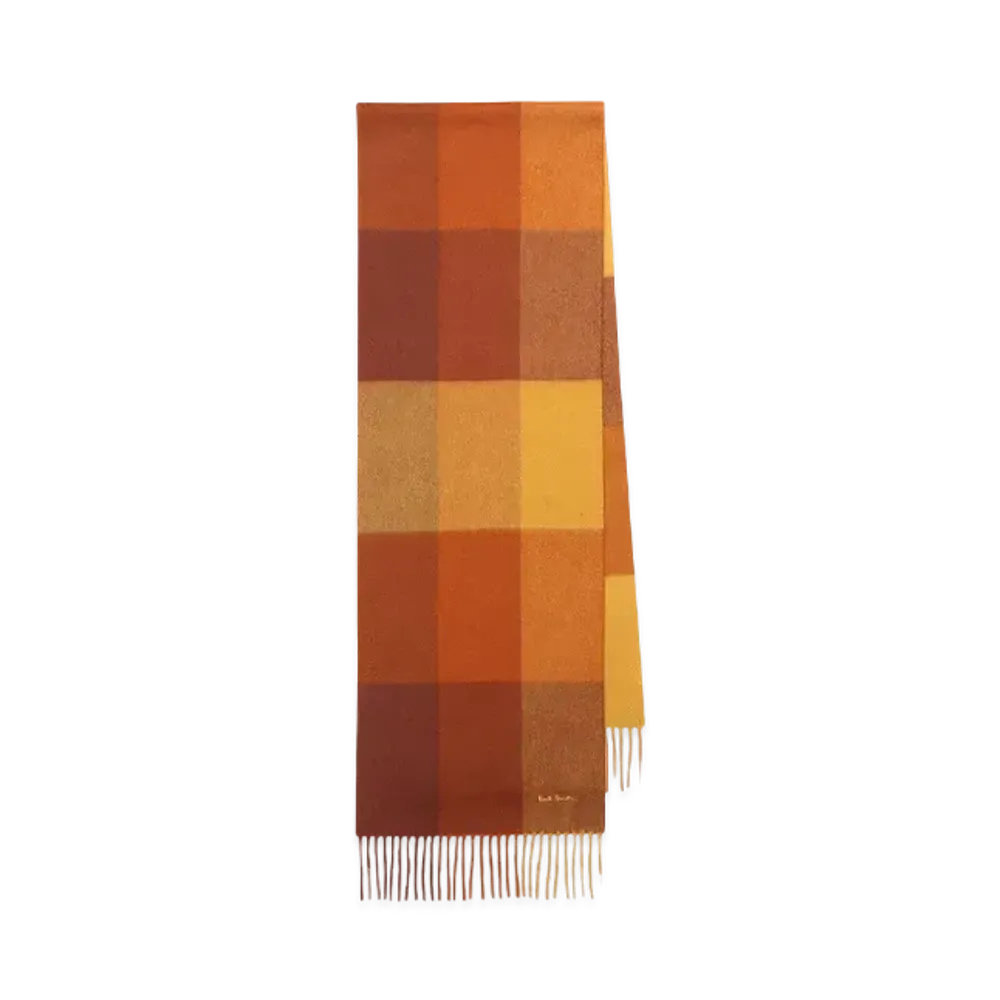 Paul Smith Block Check Cashmere Blend Scarf "LightYellow"
