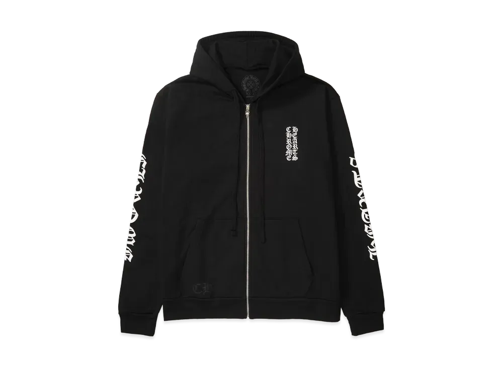 Chrome Hearts Vertical Logo Heavyweight Zip Up Hoodie "Black"