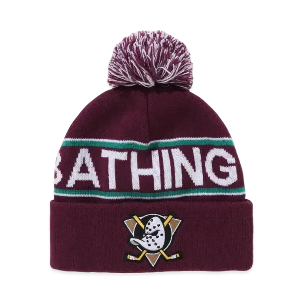 A BATHING APE x Mitchell & Ness x NHL Pom Beanie "Purple"