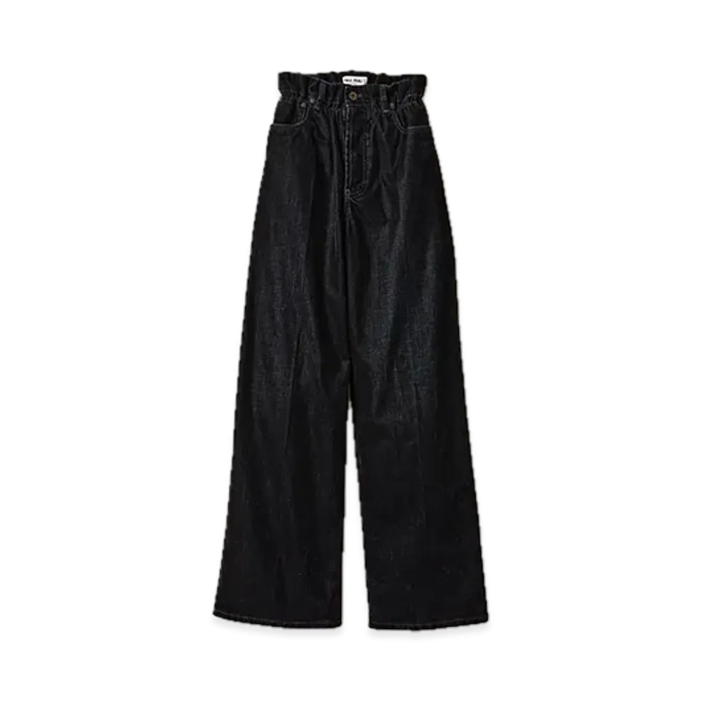 MIU MIU Washed Flocked Chambray Pants "Brown"