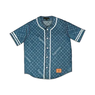 Supreme x Louis Vuitton Jacquard Denim Baseball Jersey "Blue"