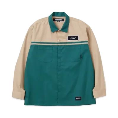 NEIGHBORHOOD Two Tone Work Shirt LS "Green/Beige"