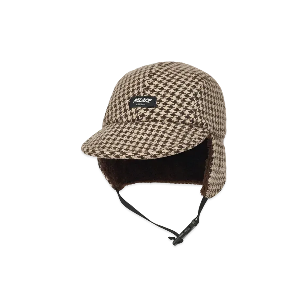 PALACE Reverso Earflap 4-Panel Houndstooth "Brown"