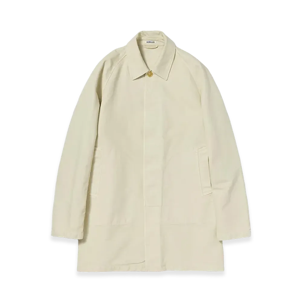 AURALEE Garment-Dyed Organic Cotton Heavy Twill Short Coat "Dusty Ivory"