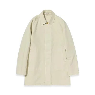 AURALEE Garment-Dyed Organic Cotton Heavy Twill Short Coat "Dusty Ivory"