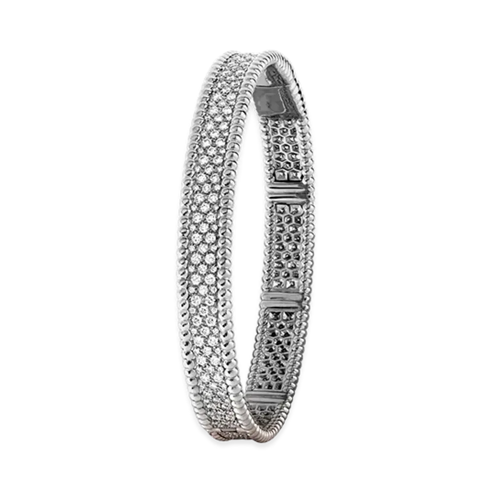 Van Cleef & Arpels Perlee diamonds bracelet 3 rows medium model "18K White gold/Diamond"
