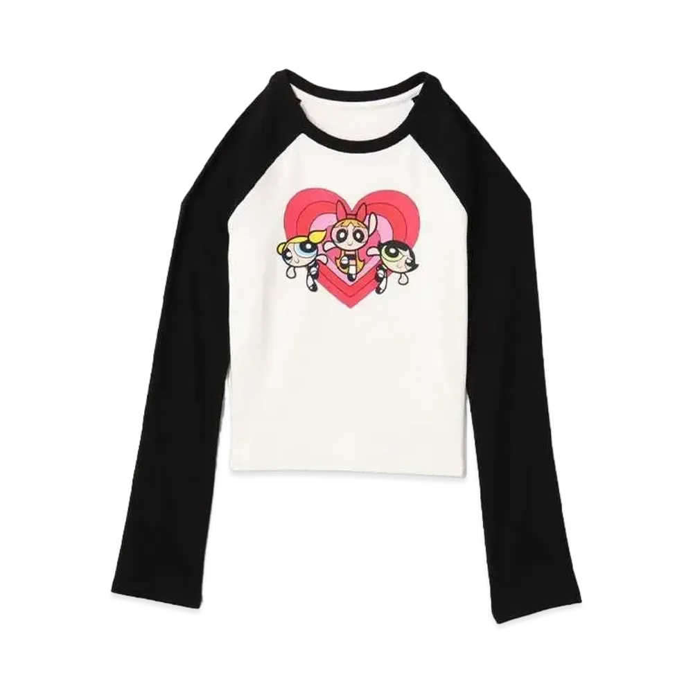 atmos pink x The Powerpuff Girls Heart Logo Raglan LS T-shirt "Black"
