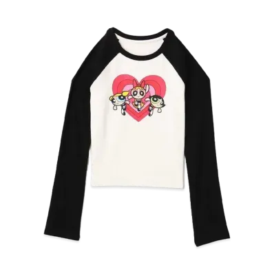 atmos pink x The Powerpuff Girls Heart Logo Raglan LS T-shirt "Black"