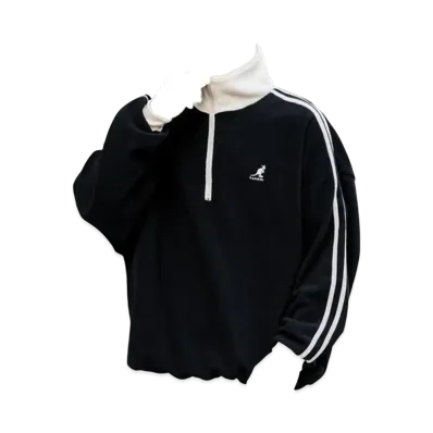 KANGOL Rocky Monroe Exclusive Micro Fleece Half Zip Sweatshirt "Black1"