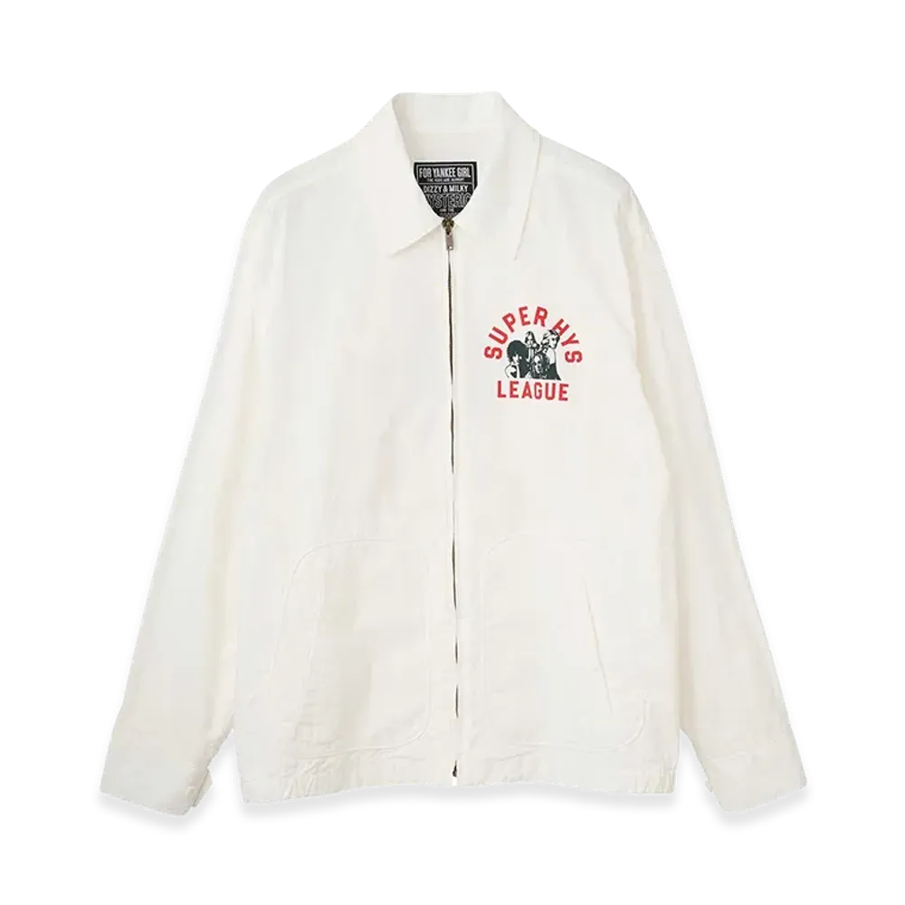 HYSTERIC GLAMOUR Super HYS League Drizzler Jacket "White"