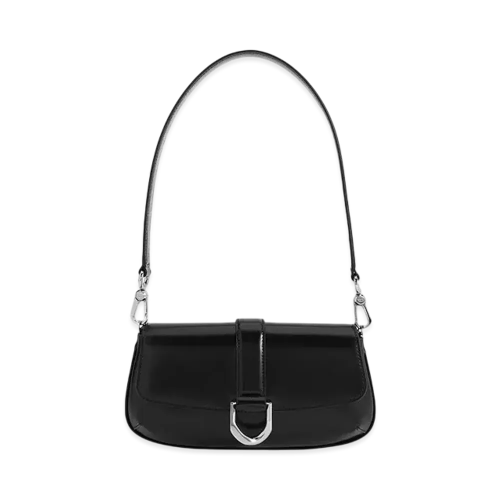 CHARLES & KEITH Gavine Leather Irongate Shoulder Bag "Noir"