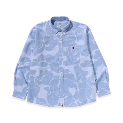 A BATHING APE Stripe Camo Relaxed Fit Shirt "Sax"