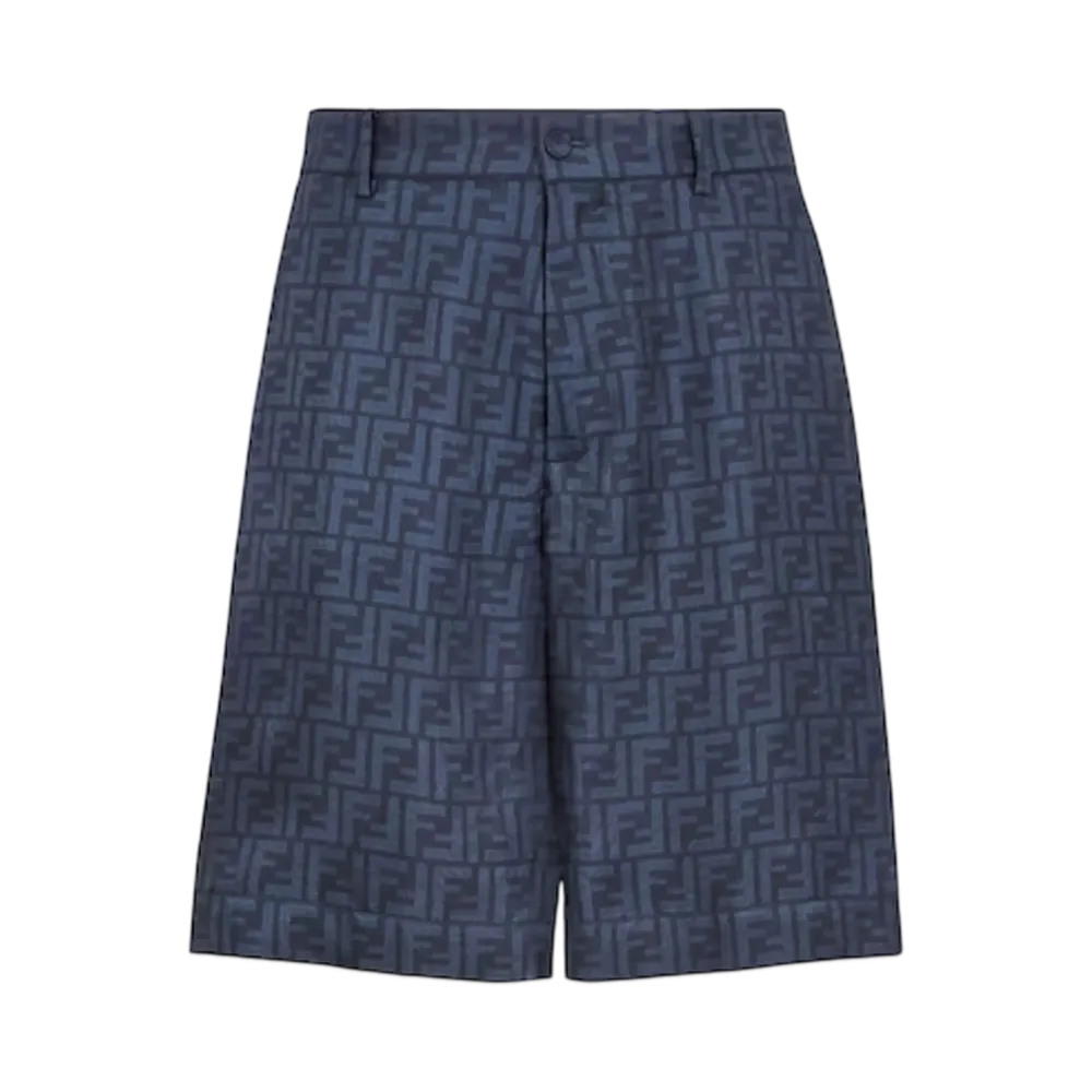 FENDI Men's Bermudas Short Pants in FF Silk "Blue"