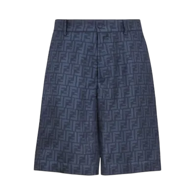 FENDI Men's Bermudas Short Pants in FF Silk "Blue"