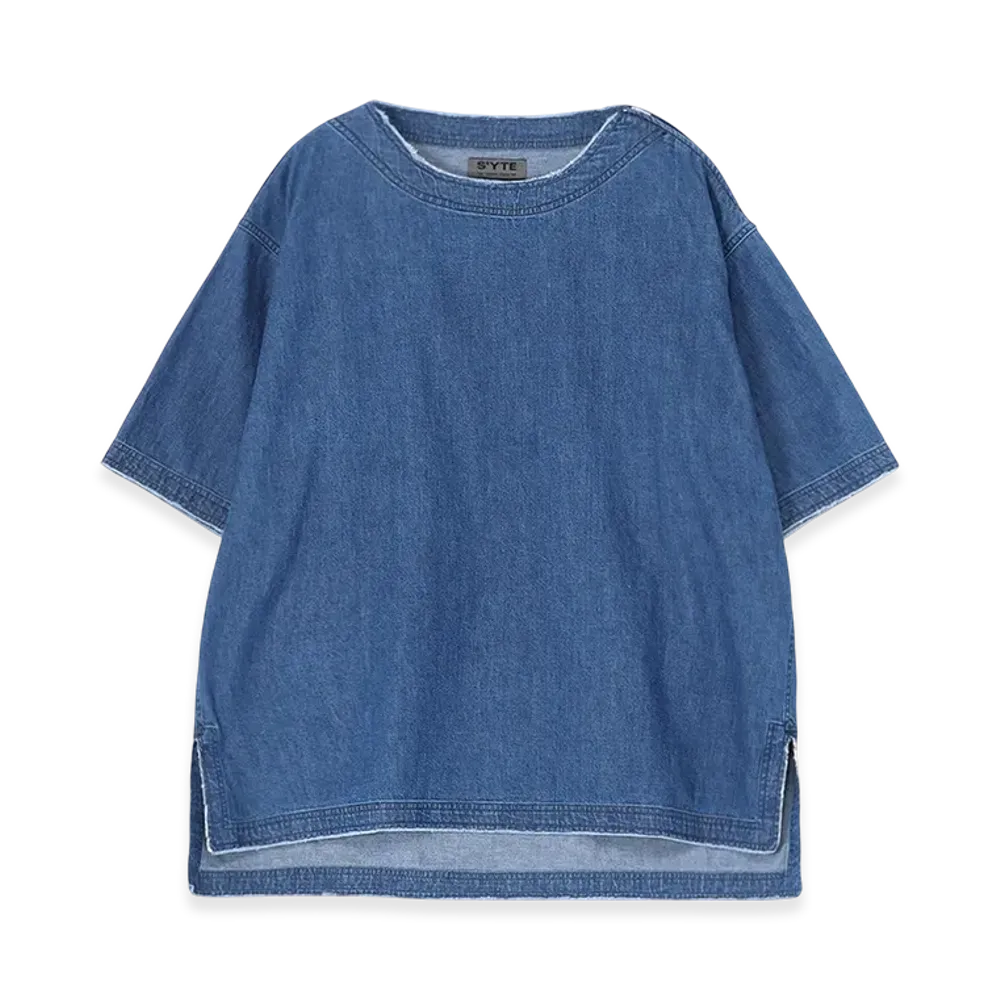 S'YTE 8oz Denim Open-Shoulder Shirt "Light Blue"