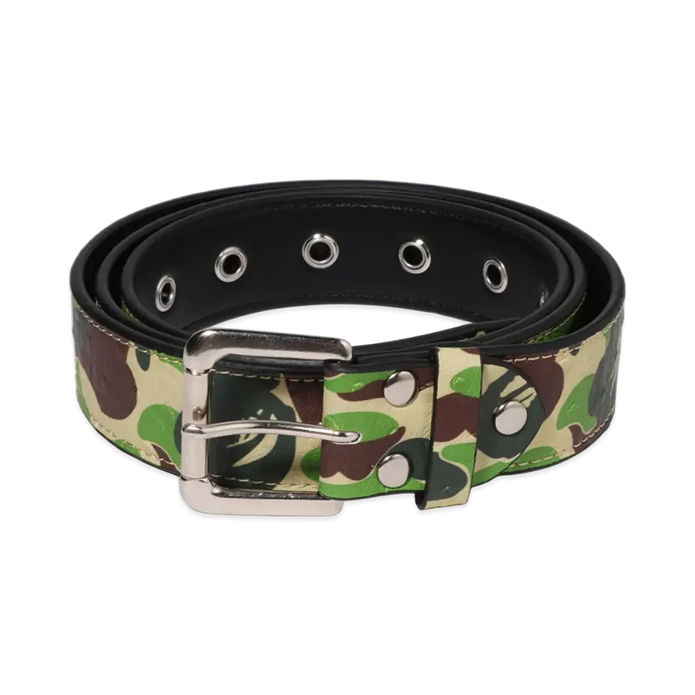 A BATHING APE Pu Ostrich Belt "Green"