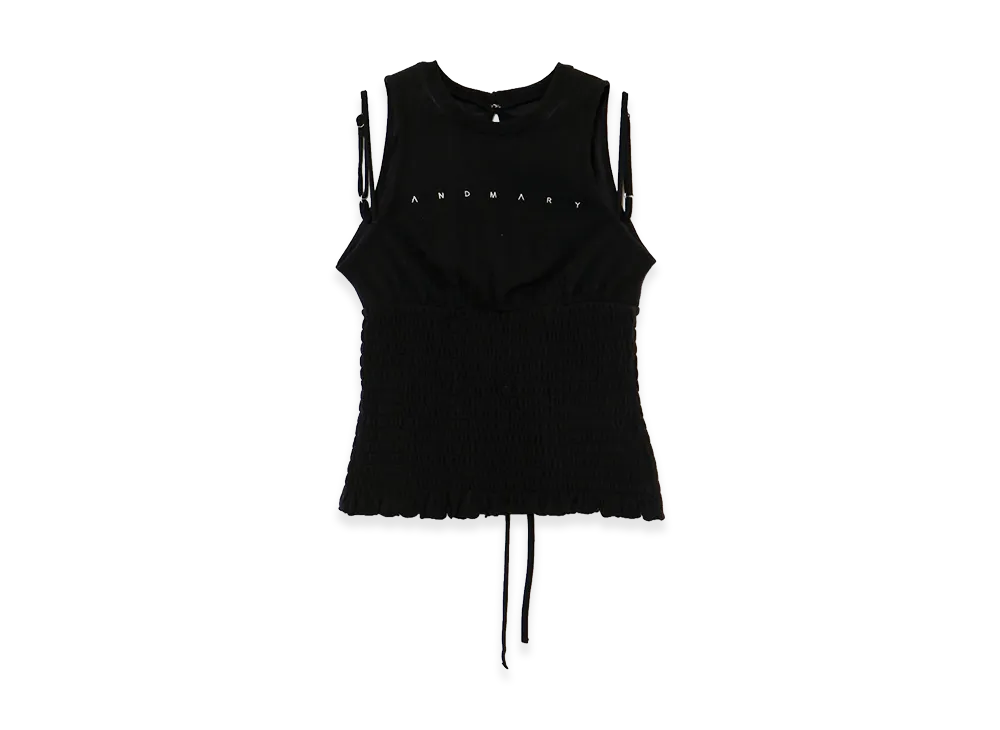 ANDMARY Women's Ami Shirring Logo Tops "Black"