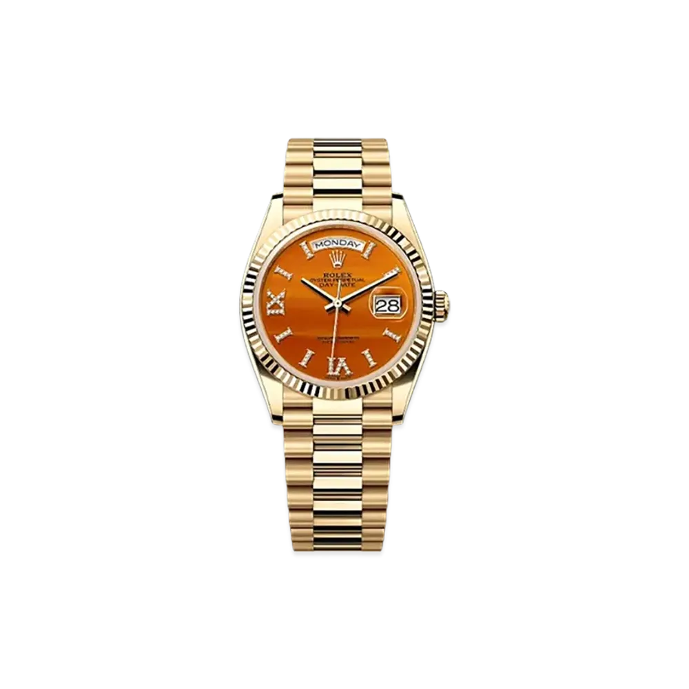 ROLEX Day-Date 36mm Yellow Gold 128238 "Carnelian"