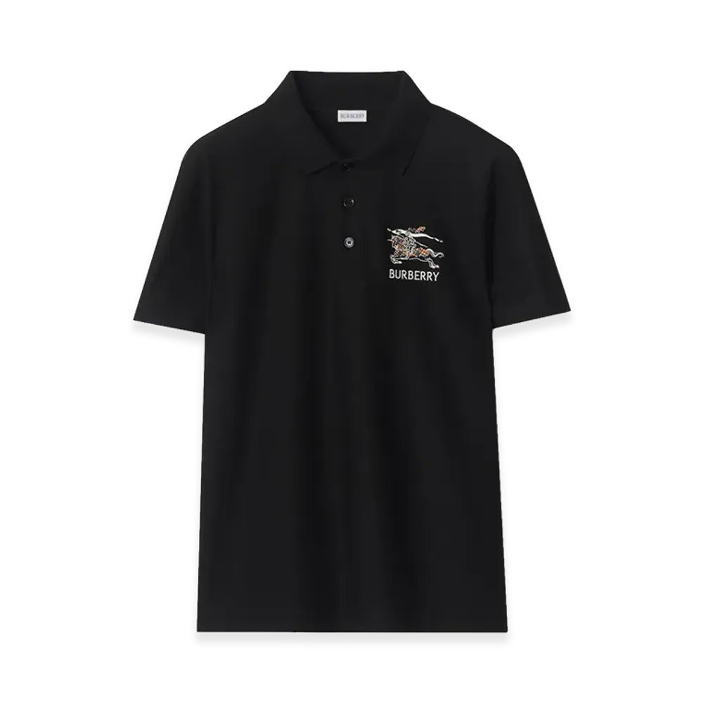 Burberry EKD Sketch Cotton Polo Shirt "Black"