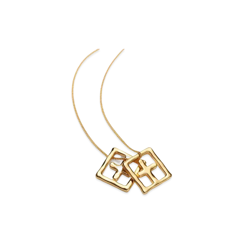 KSUBI 18k Dripps Box Cross Necklace "Gold"