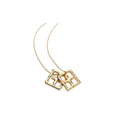 KSUBI 18k Dripps Box Cross Necklace "Gold"