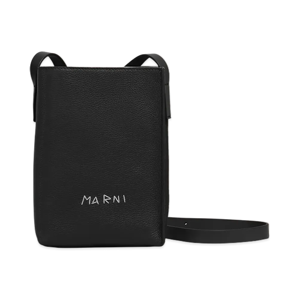 MARNI Museo Nano Bag in Leather with Marni Symbol Embroidery "Black"